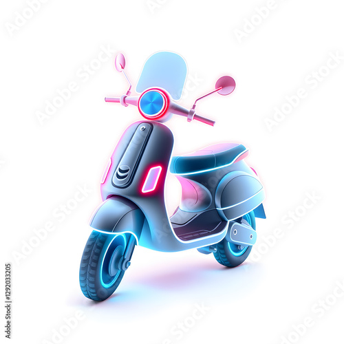 scooter holographic 3D icon. neon symbol vector illustration isolated on white background. Generative AI photo