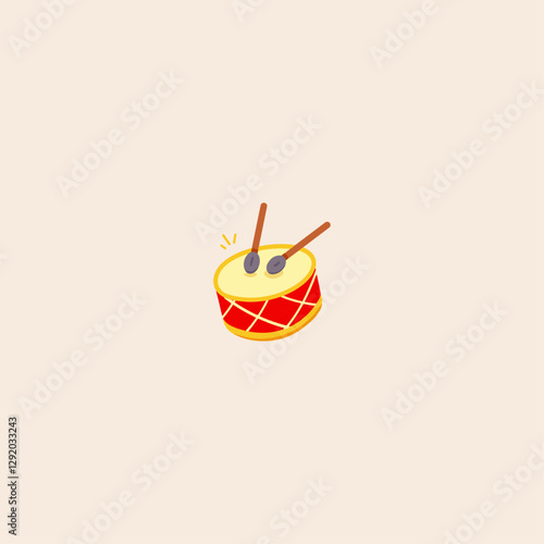 Billede på lærred A drum with two sticks icon flat vector design.