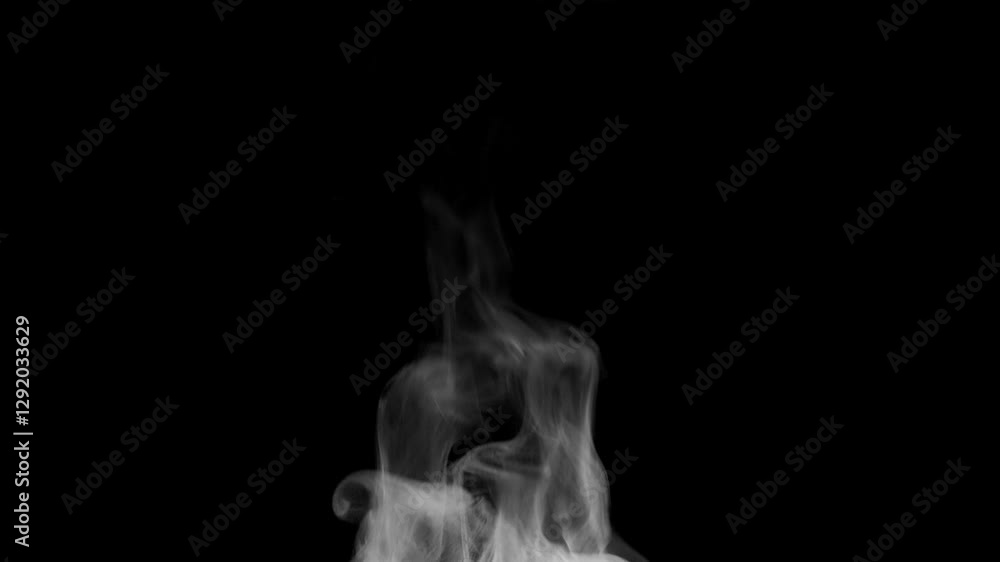 Trickle of Steam Slowly Rising from the Cup. White steam rises light, graceful twists on a black background. Slow motion. Footage is perfect for the layer with different blending modes. Trickle of Steam Slowly Rising from the Cup. White steam rises light, graceful twists on a black background. Slow motion. Footage is perfect for the layer with different blending modes.