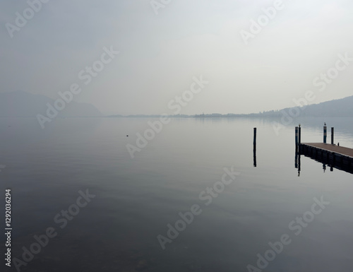 Wallpaper Mural Lake Endine, Bergamo, Italy. Amazing view of the lake during a foggy day Torontodigital.ca