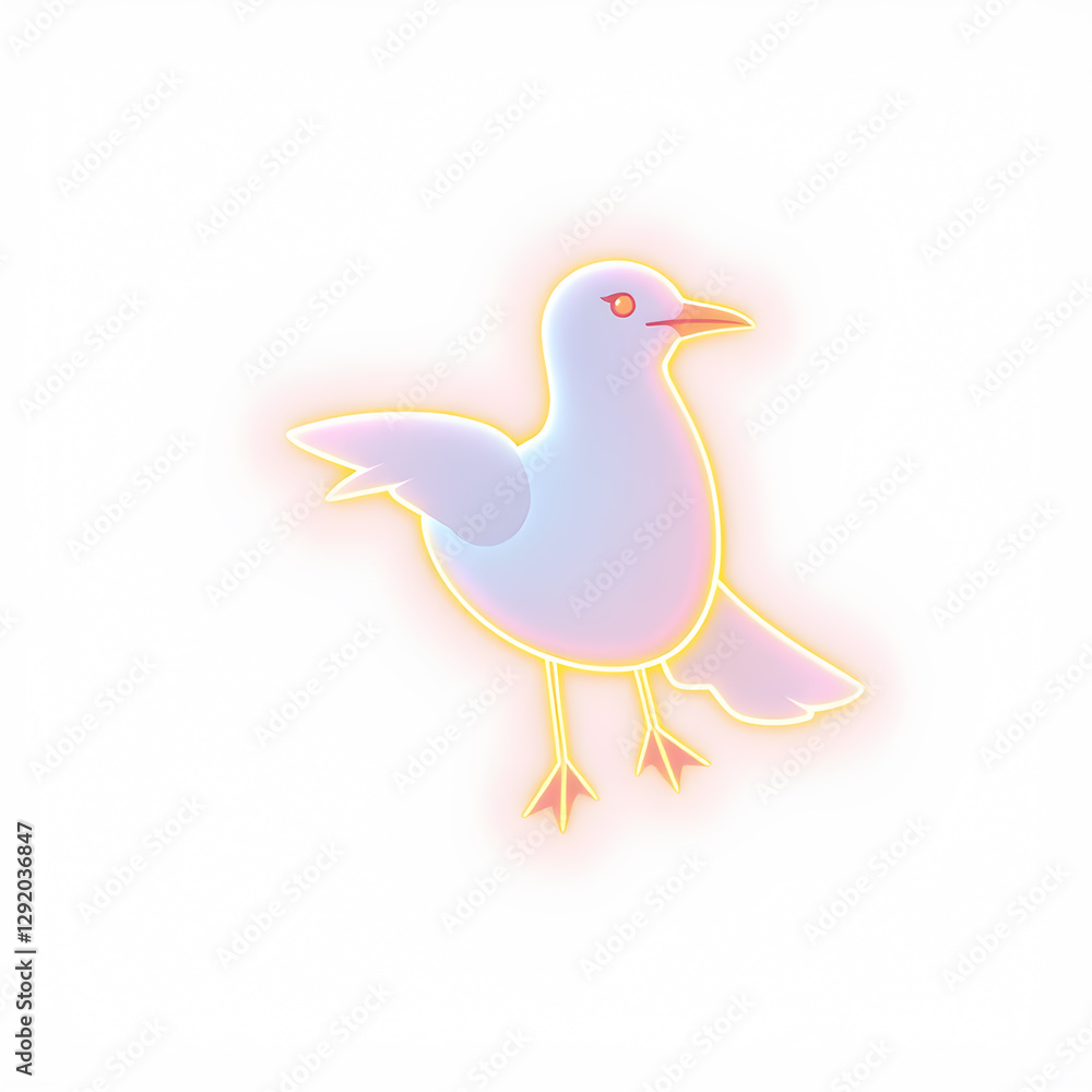 Seagull holographic 3D icon. neon symbol vector illustration isolated on white background. Generative AI Seagull holographic 3D icon. neon symbol vector illustration isolated on white background. Generative AI