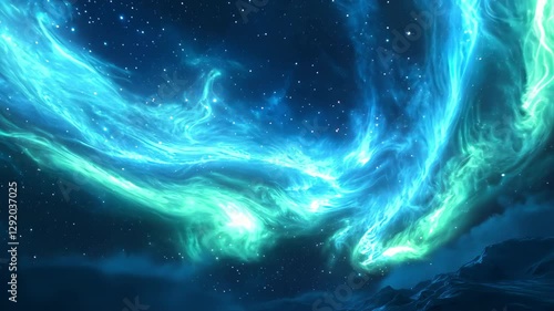 Celestial Currents: Flowing Blue Nebula in the Deep Cosmos - Made with Generative AI