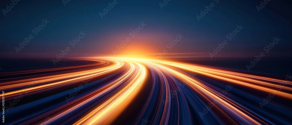 abstract light trails converging towards horizon