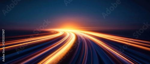 Obraz na płótnie abstract light trails converging towards horizon w salonie