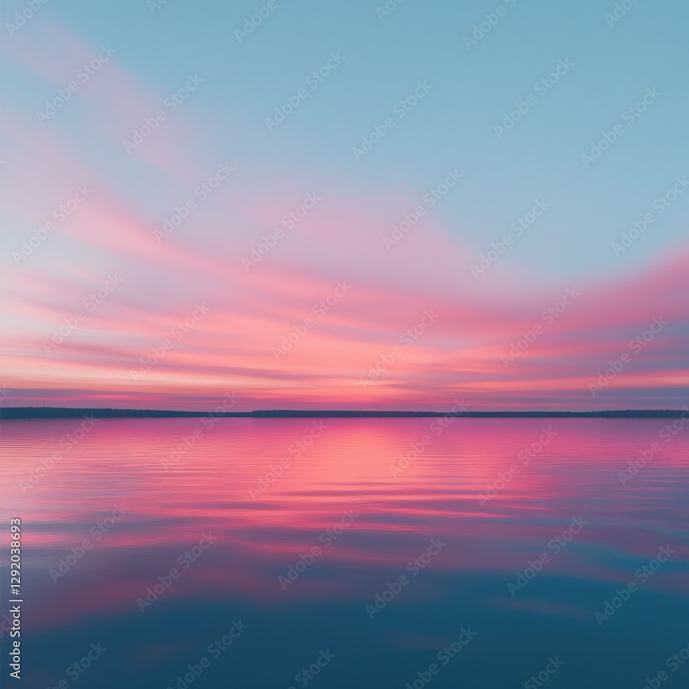 Fototapeta premium Pink sunset over calm water