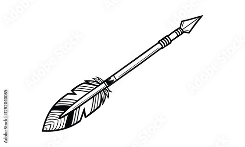 Vintage Ancient arrow vector illustration, detailed vector, monochrome design, minimalist design, isolated on a white background