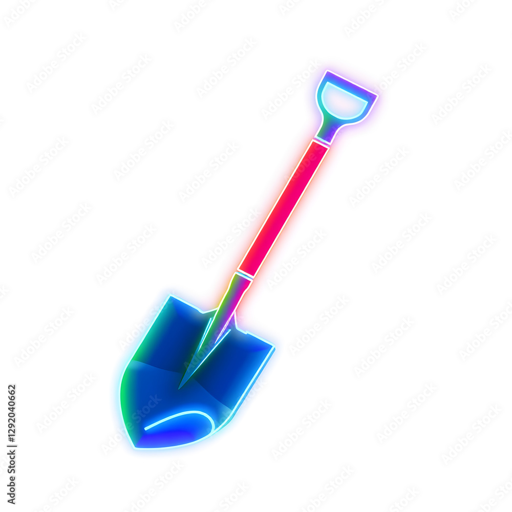 Shovel holographic 3D icon. neon symbol vector illustration isolated on white background. Generative AI Shovel holographic 3D icon. neon symbol vector illustration isolated on white background. Generative AI