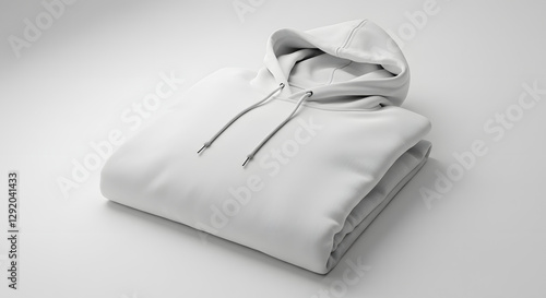 White hoodie folded white backdrop bright studio lighting mockup template pristine fabric