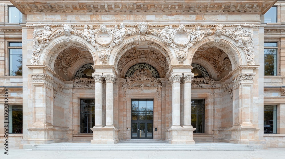 Ornate stone archway entrance to a grand building Ornate stone archway entrance to a grand building