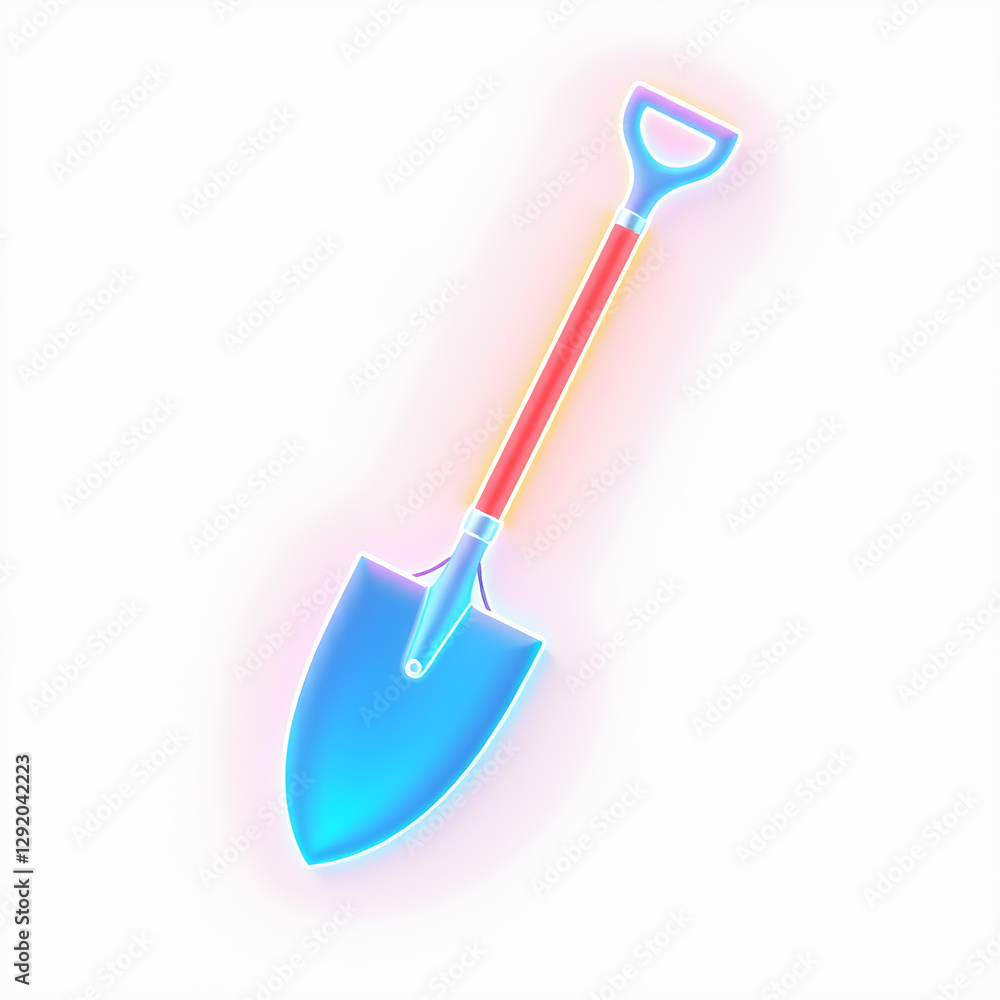 Shovel holographic 3D icon. neon symbol vector illustration isolated on white background. Generative AI Shovel holographic 3D icon. neon symbol vector illustration isolated on white background. Generative AI