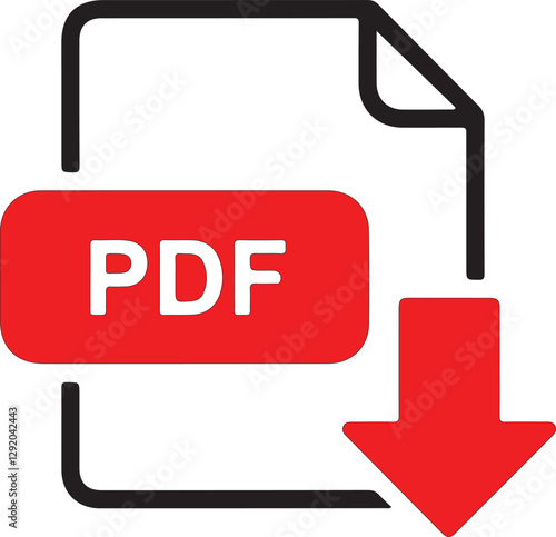 PDF Document Vector Icon with Download Arrow