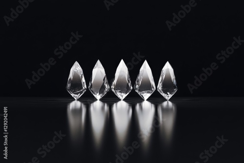 Obraz na płótnie line of shiny crystal formations on black background. w salonie