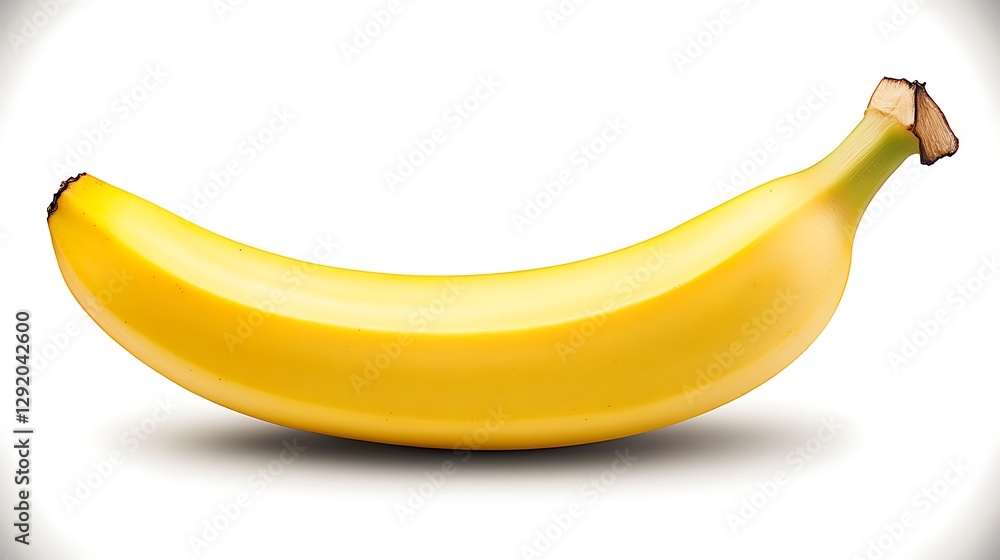Single banana on white background, isolated for use in healthy eating, food, or ingredient promotion Single banana on white background, isolated for use in healthy eating, food, or ingredient promotion