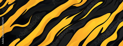 Black background with yellow and orange stripes of flames, cartoon style
