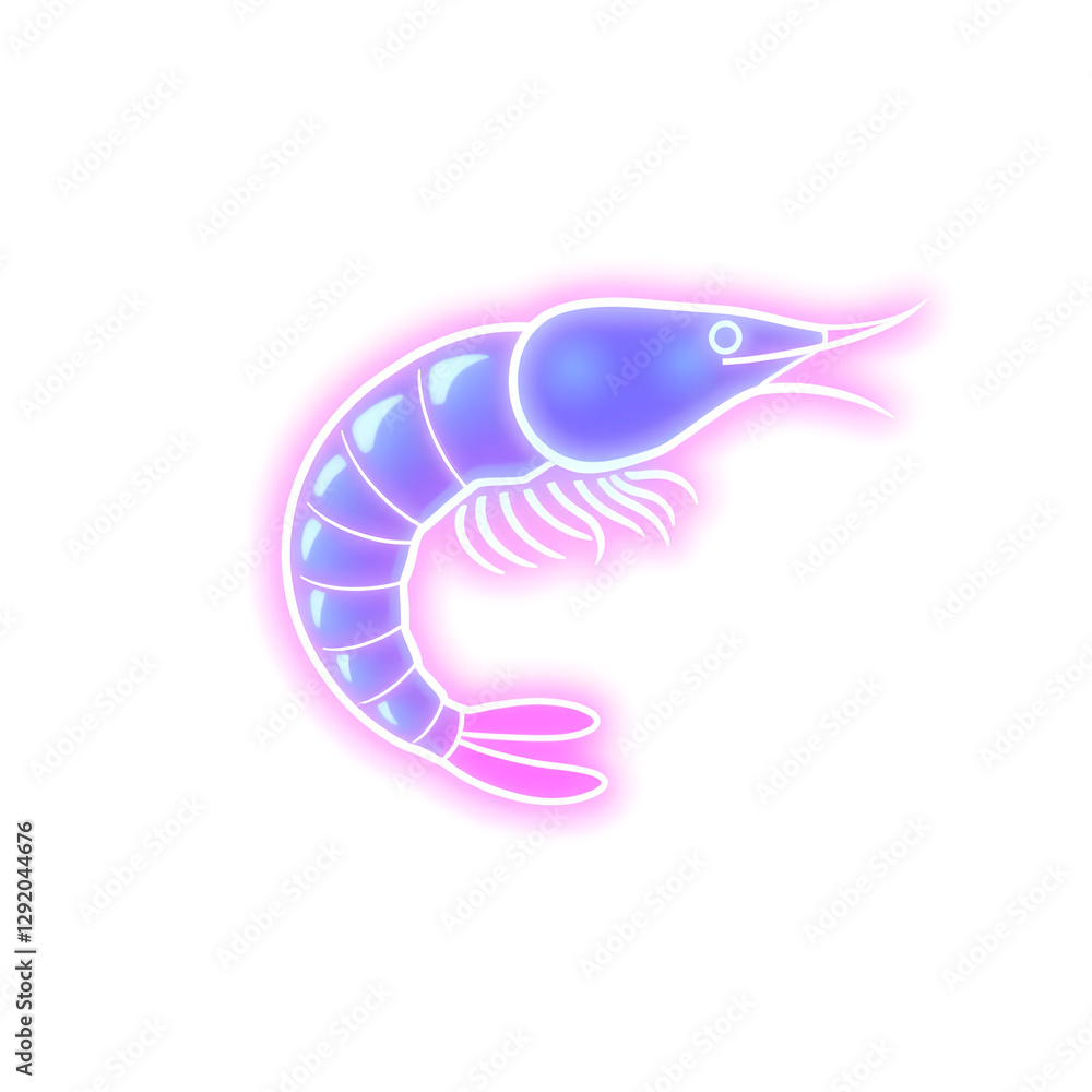 Fototapeta premium shrimp holographic 3D icon. neon symbol vector illustration isolated on white background. Generative AI