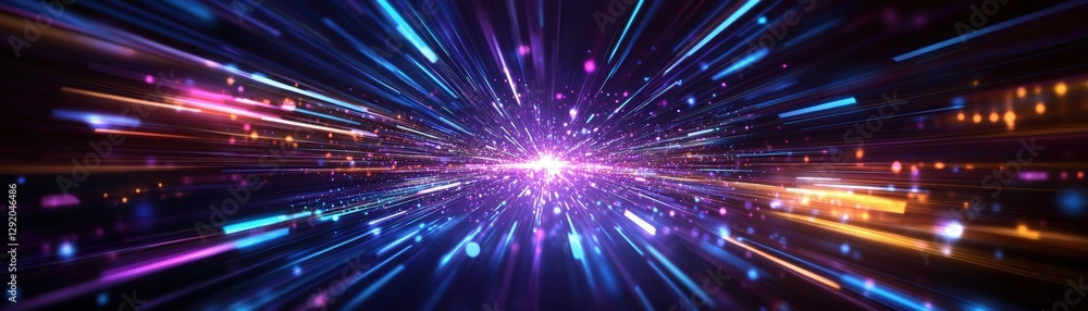 Fototapeta premium Abstract background featuring colorful lights and dynamic lines creating a vibrant visual experience