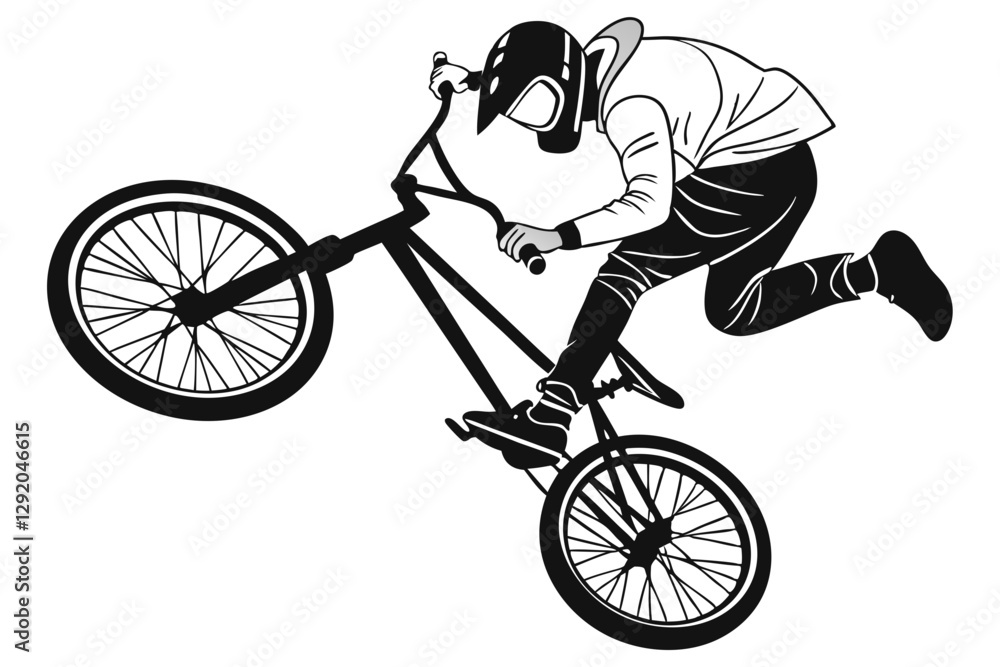 Naklejka premium BMX Biker Aerial Jump in Vector Artwork