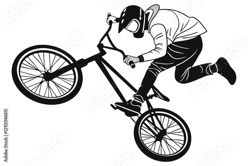 BMX Biker Aerial Jump in Vector Artwork