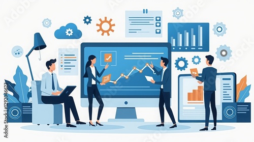 Modern Business and Technology Concept Vector Illustration
