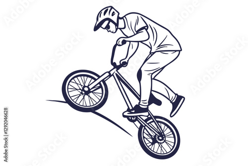 BMX Biker Aerial Jump in Vector Artwork