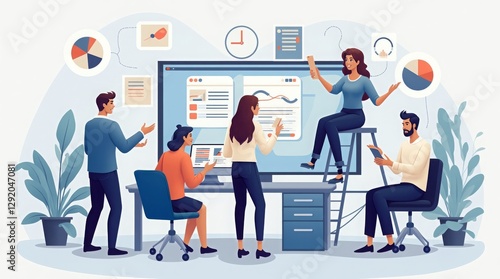 Modern Business and Technology Concept Vector Illustration