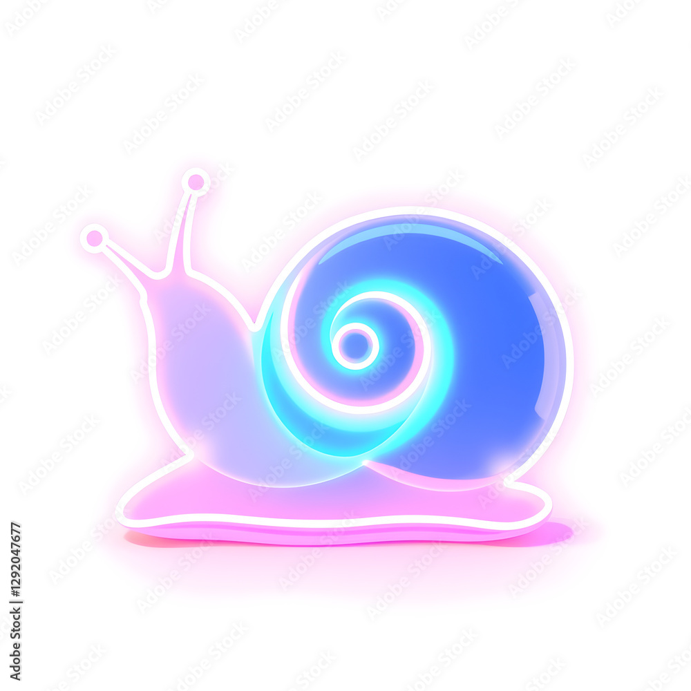 Snail holographic 3D icon. neon symbol vector illustration isolated on white background. Generative AI Snail holographic 3D icon. neon symbol vector illustration isolated on white background. Generative AI