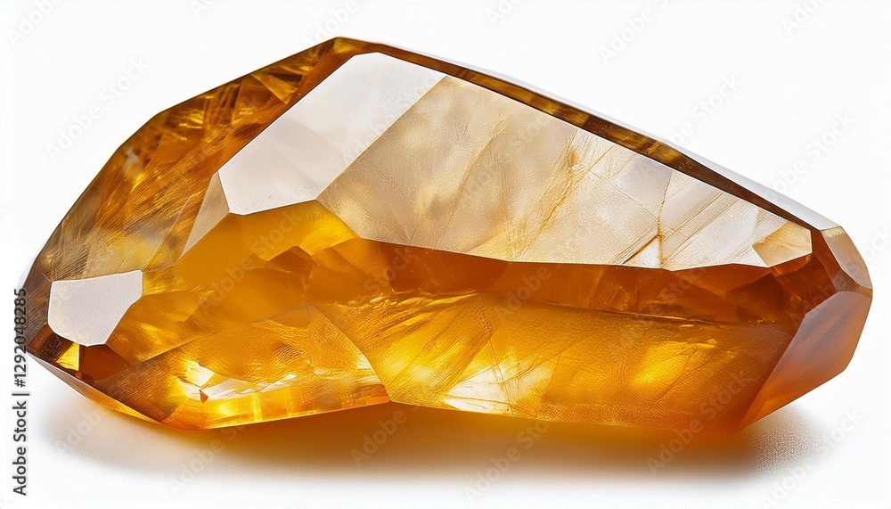 macro shooting of natural gemstone the raw mineral is citrine brazil isolated object on a white background macro shooting of natural gemstone the raw mineral is citrine brazil isolated object on a white background