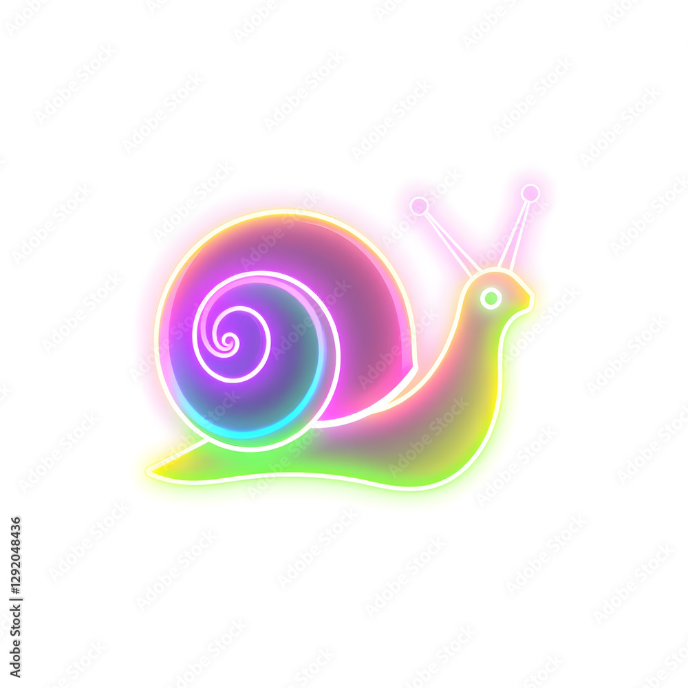 Snail holographic 3D icon. neon symbol vector illustration isolated on white background. Generative AI Snail holographic 3D icon. neon symbol vector illustration isolated on white background. Generative AI