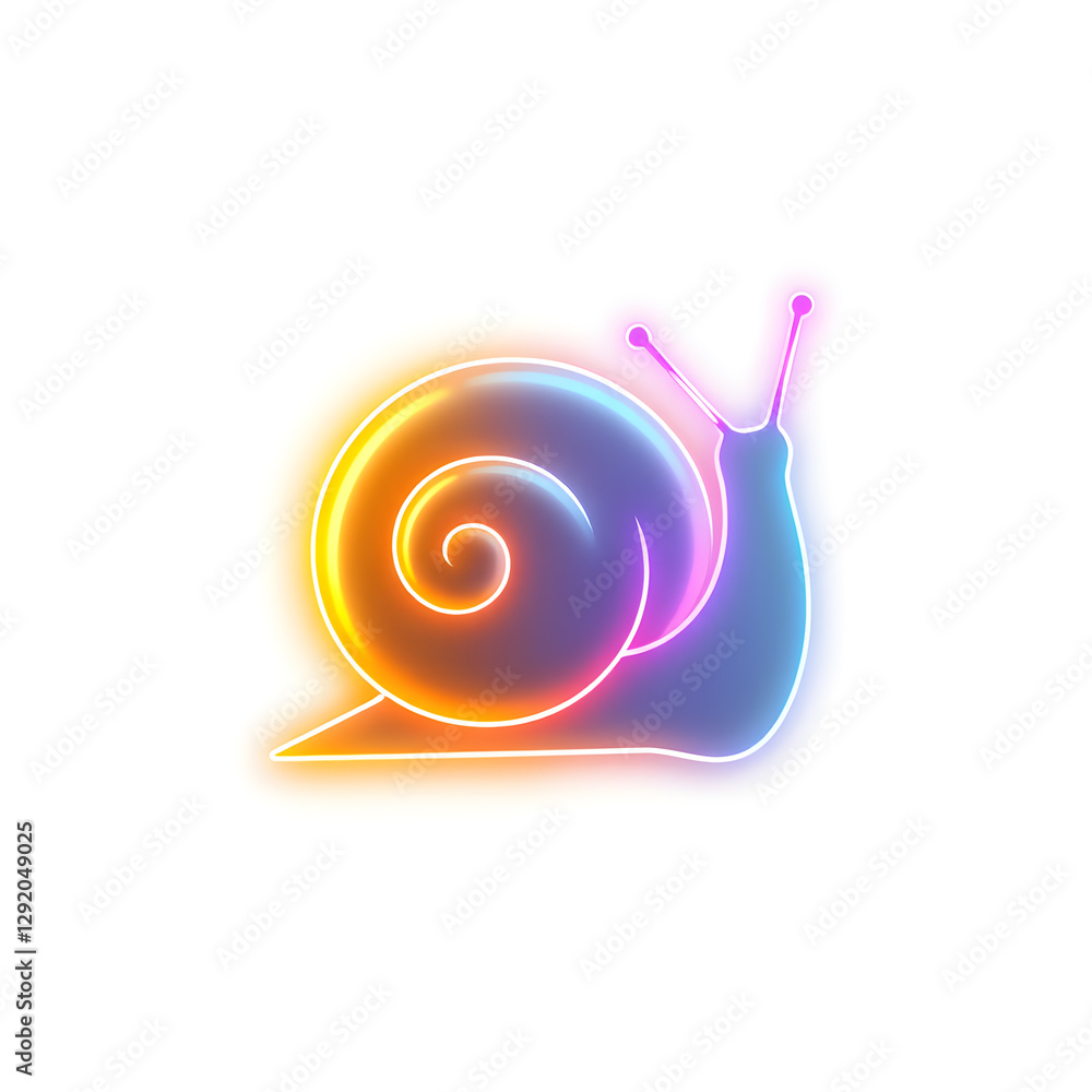 Snail holographic 3D icon. neon symbol vector illustration isolated on white background. Generative AI Snail holographic 3D icon. neon symbol vector illustration isolated on white background. Generative AI