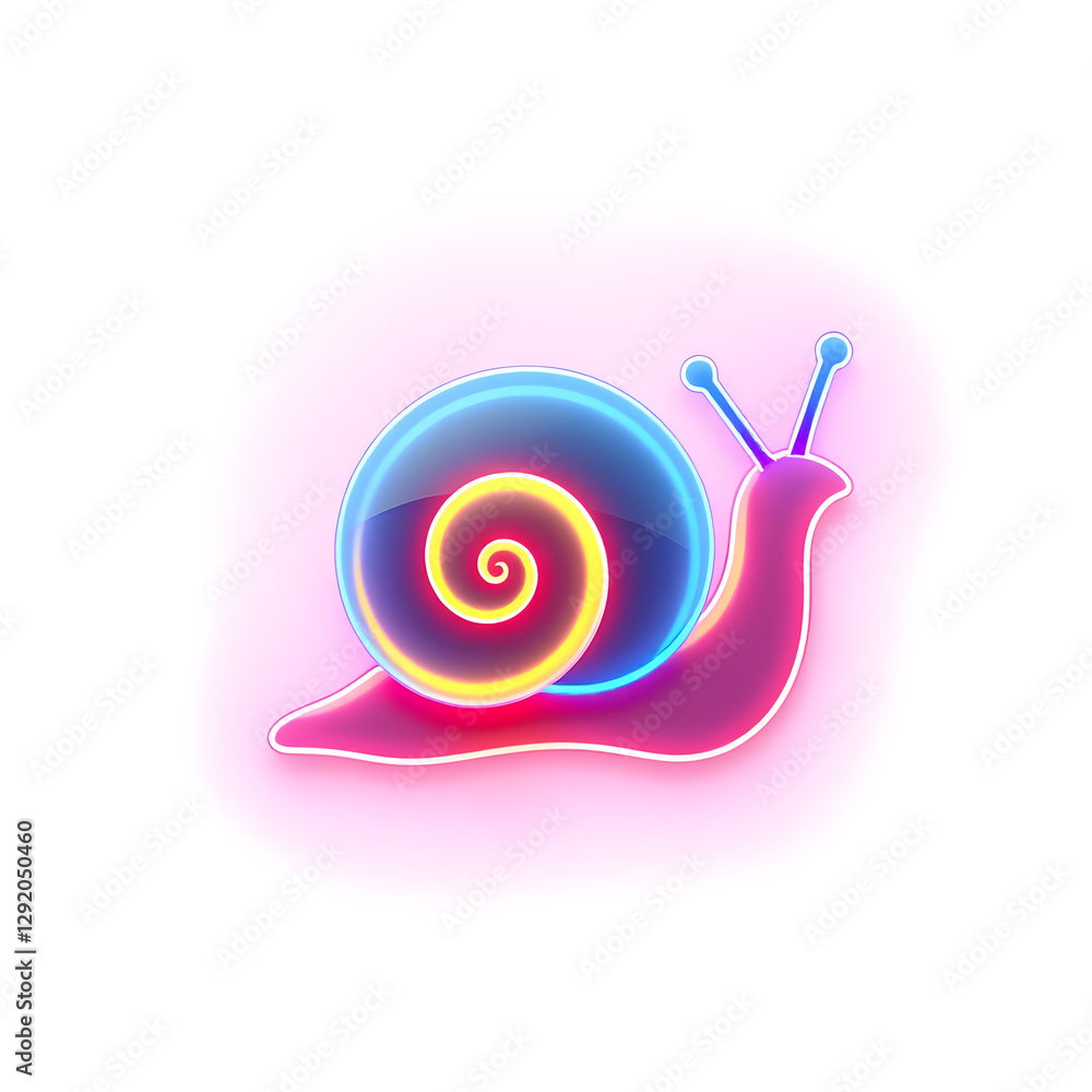 Snail holographic 3D icon. neon symbol vector illustration isolated on white background. Generative AI Snail holographic 3D icon. neon symbol vector illustration isolated on white background. Generative AI