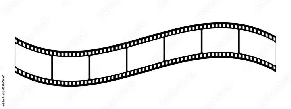 Fototapeta premium Film strip reel icon. Cinema or movie roll with frames. Blank negative film. Retro black and white film tape of 35mm. Video tape, photo film strip frame on isolated white background. Vector