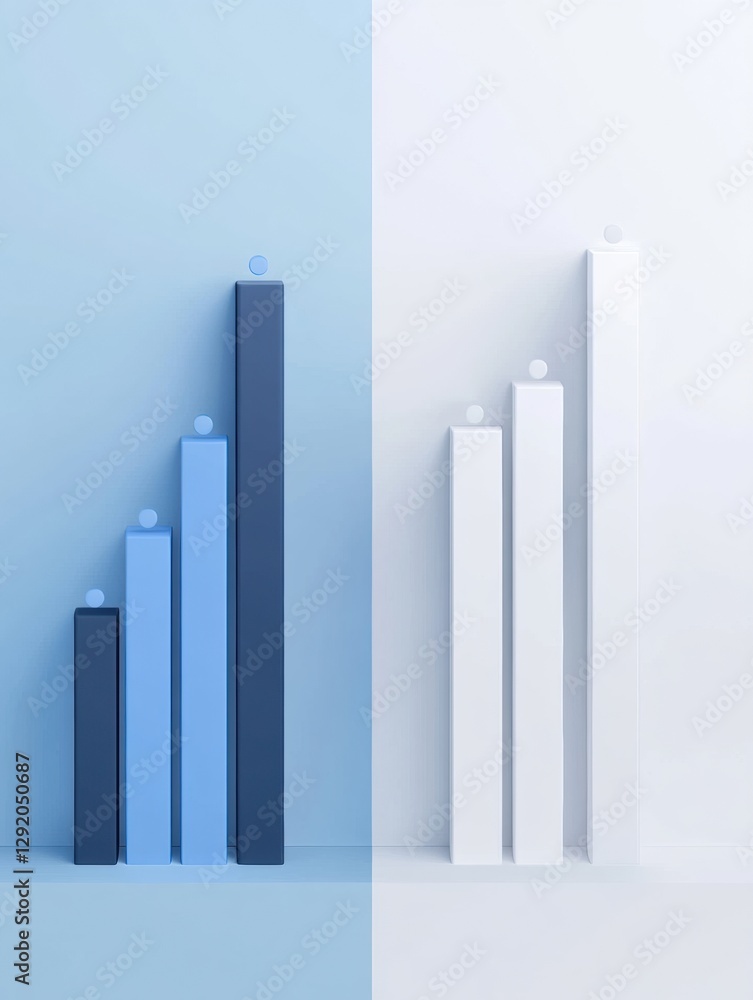 Before and after comparison of sales performance showing significant growth in a bar chart. Generative AI Before and after comparison of sales performance showing significant growth in a bar chart. Generative AI