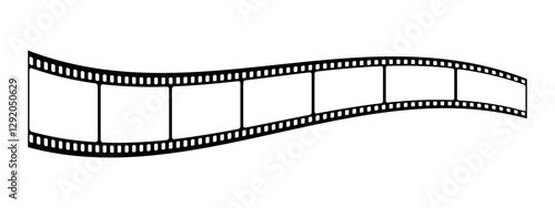 Film strip reel icon. Cinema or movie roll with frames. Blank negative film. Retro black and white film tape of 35mm. Video tape, photo film strip frame on isolated white background. Vector