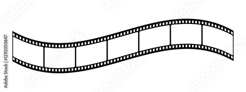 Film strip reel icon. Cinema or movie roll with frames. Blank negative film. Retro black and white film tape of 35mm. Video tape, photo film strip frame on isolated white background. Vector