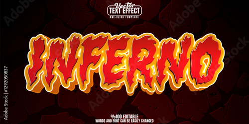 Fire editable text effect, customizable inferno and flame 3d font style
