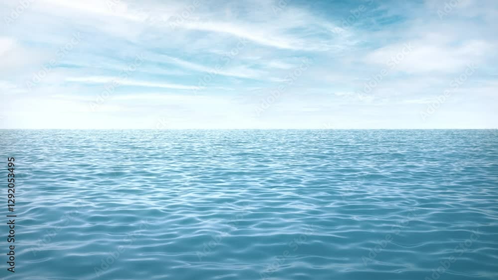 3D Animation - Landscape of a looping animated blue sea with sky and clouds
3D Animation - Landscape of a looping animated blue sea with sky and clouds