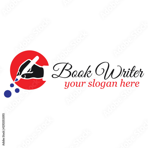 book writer author logo design vector