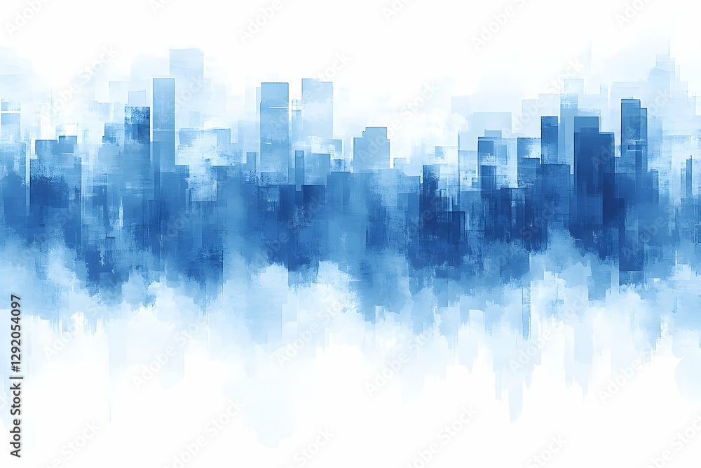Obraz premium Abstract blue cityscape watercolor painting for modern backgrounds