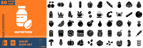 Nutrition Solid Editable Icons set