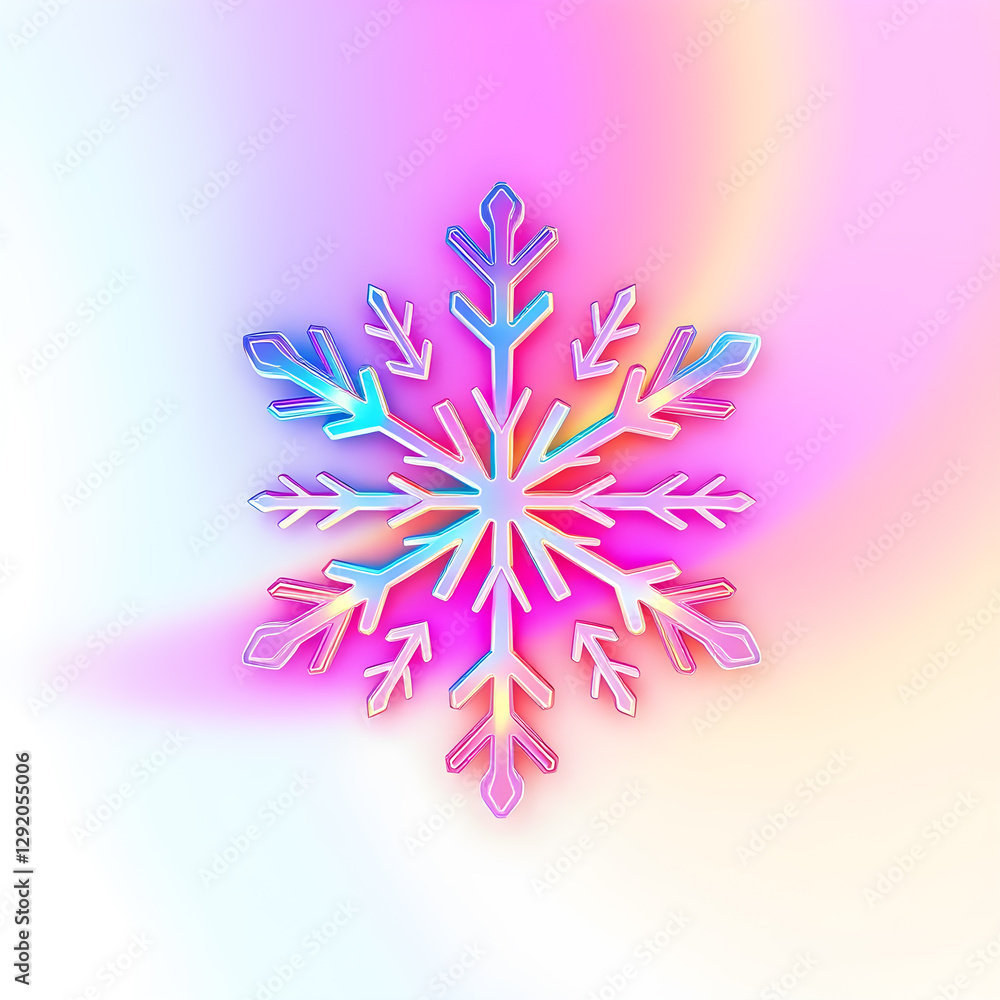 Snowflake holographic 3D icon. neon symbol vector illustration isolated on white background. Generative AI Snowflake holographic 3D icon. neon symbol vector illustration isolated on white background. Generative AI