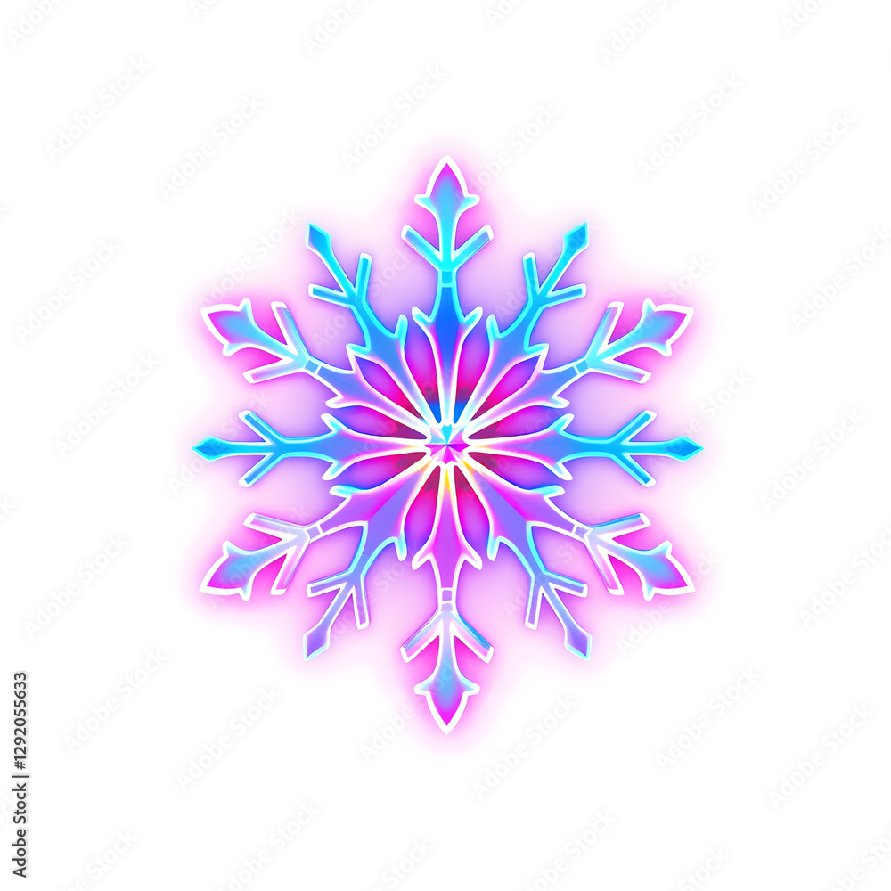 Snowflake holographic 3D icon. neon symbol vector illustration isolated on white background. Generative AI Snowflake holographic 3D icon. neon symbol vector illustration isolated on white background. Generative AI