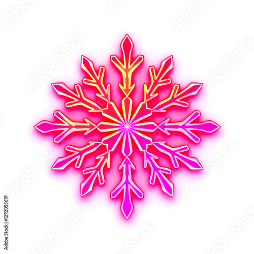 Snowflake holographic 3D icon. neon symbol vector illustration isolated on white background. Generative AI