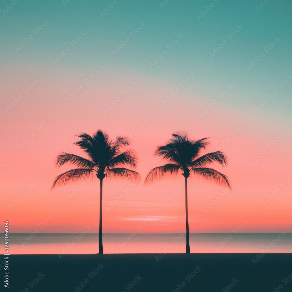 Silhouette of Palm Trees on Beach at Sunset Silhouette of Palm Trees on Beach at Sunset