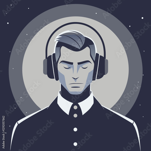 Man wearing noise-canceling headphones, sensory relaxation