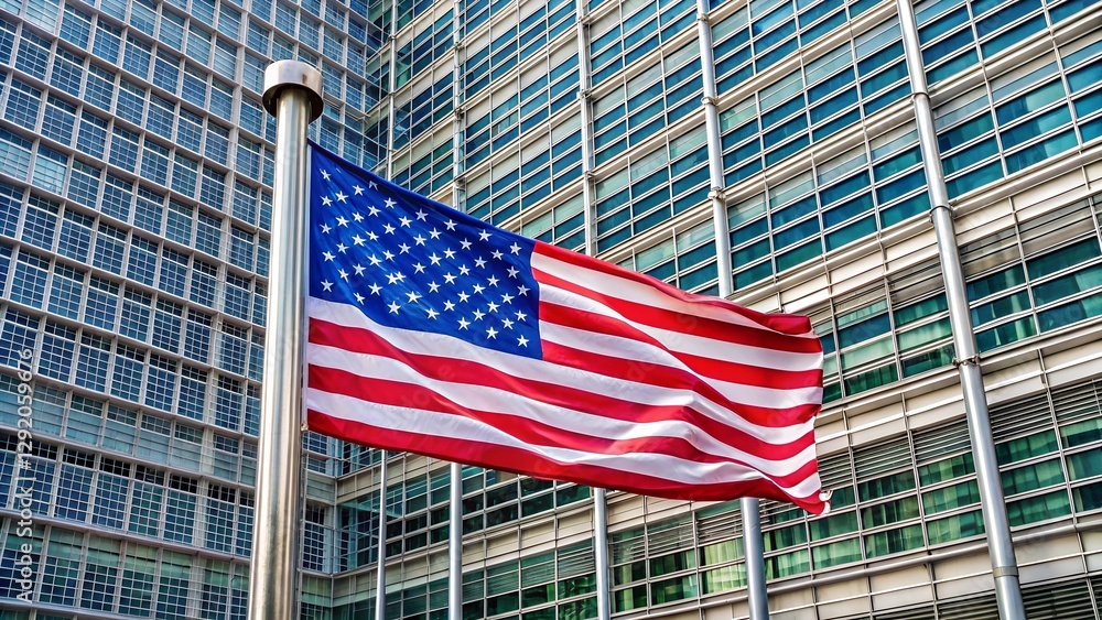 Fototapeta premium american flag on a building