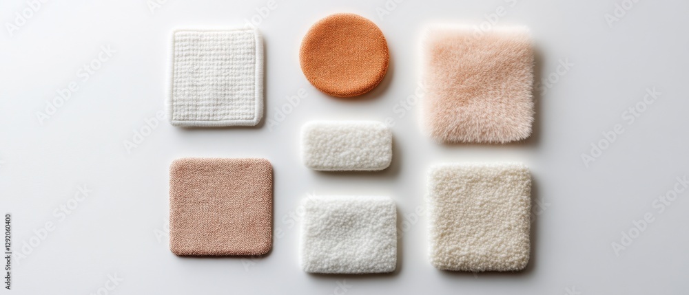 Fototapeta premium collection of various textured cloths on white background