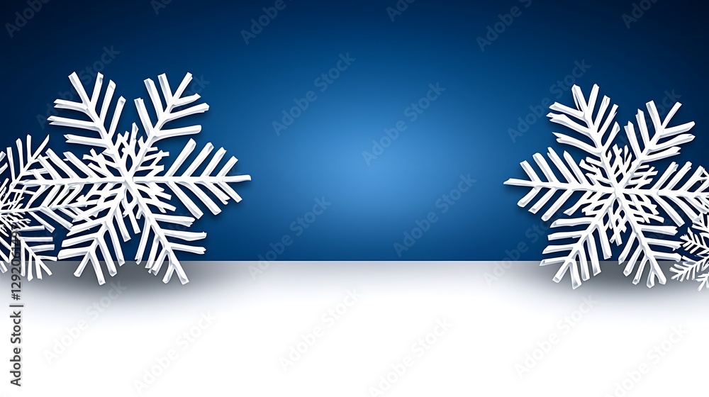 Snowflakes frame deep blue gradient backdrop for seasonal greeting card or winter promotional use Snowflakes frame deep blue gradient backdrop for seasonal greeting card or winter promotional use