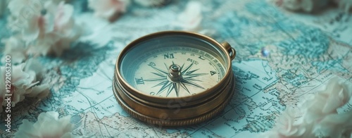 Embark on a journey of discovery as you explore the world using this timeless classic compass set on an old map