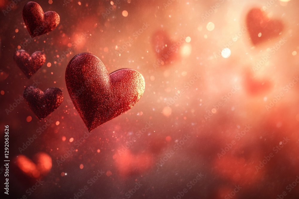 Romantic background with hanging hearts on a rainy window with bokeh effect, perfect for valentine's day projects Romantic background with hanging hearts on a rainy window with bokeh effect, perfect for valentine's day projects