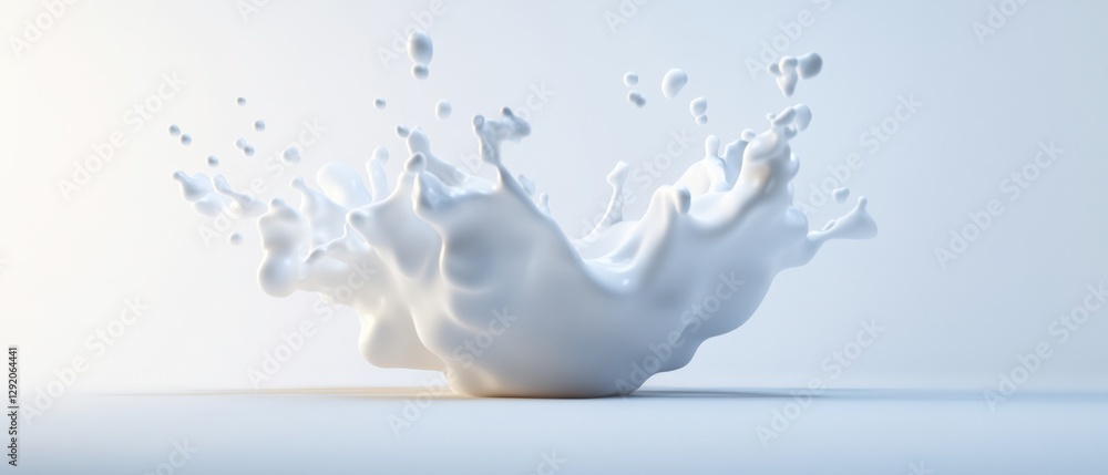 White Milk Splashing on a White Background White Milk Splashing on a White Background